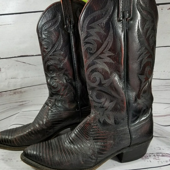 dan post black cherry lizard boots